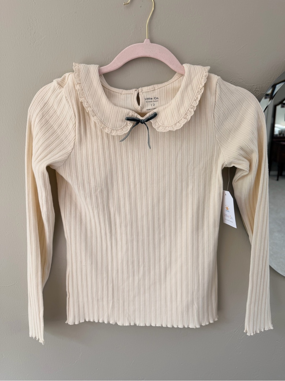 Lauren Conrad for Kohl’s Cream Ribbed Long-Sleeve Top with Peter Pan Collar